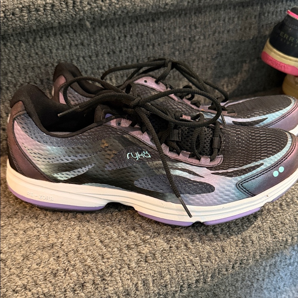 Ryka Women's Black with Purple and Teal Athletic Sneakers